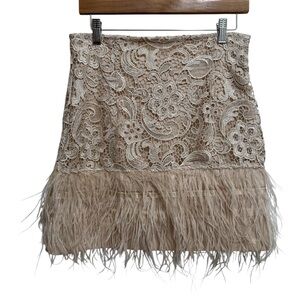 Lipsy Limited Lace Overlay Feather Mini Skirt Women’s Going Out Party